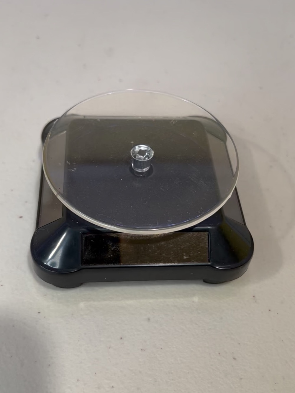 Solar power Display Turntable Display Stand - Black with Clear Top
